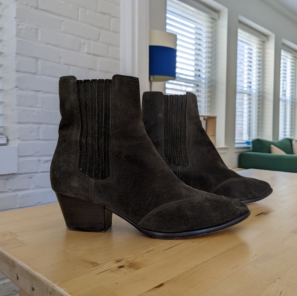 ASH Hook Western Chelsea boot green suede 39/8